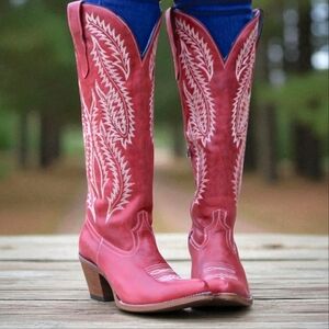 CORRAL E1318 Red Riojas leather tall top embroidered cowgirl boots sz7.5 NWT/NIB